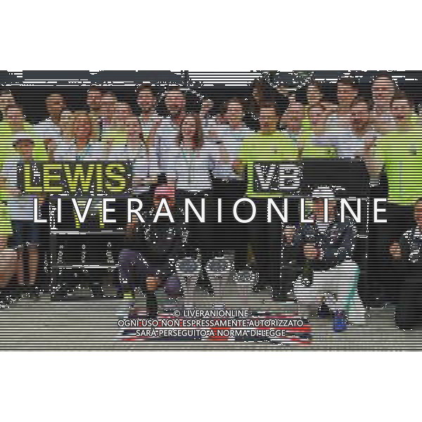 Mercedes AMG F1 celebrates a 1-2 finish for Lewis Hamilton (GBR) Mercedes AMG F1 and Valtteri Bottas (FIN) Mercedes AMG F1. 14.07.2019. Formula 1 World Championship, Rd 10, British Grand Prix, Silverstone, England, Race Day. AG ALDO LIVERANI SAS-ONLY ITALY