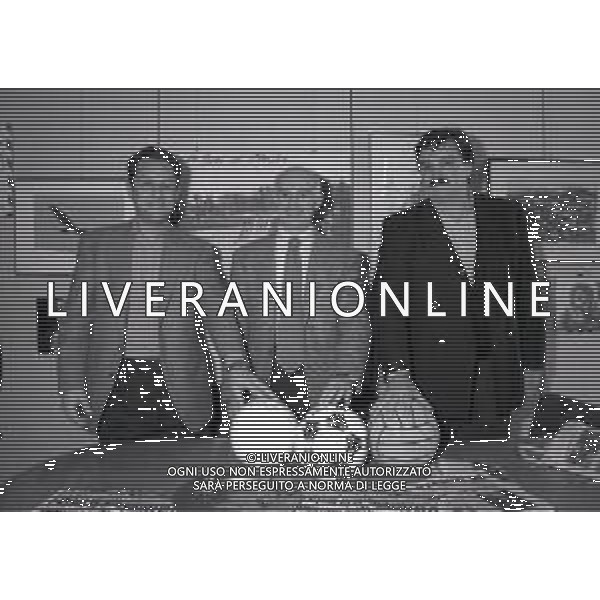 1994 MILANO REDAZIONE DELLA GAZZETTA DELLO SPORT INCONTRO CON JULIO VELASCO ARRIGO SACCHI E RATKO RUDIC NELLA FOTO JULIO VELASCO ARRIGO SACCHI E RATKO RUDIC AG ALDO LIVERANI SAS