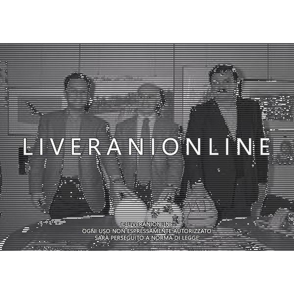 1994 MILANO REDAZIONE DELLA GAZZETTA DELLO SPORT INCONTRO CON JULIO VELASCO ARRIGO SACCHI E RATKO RUDIC NELLA FOTO JULIO VELASCO ARRIGO SACCHI E RATKO RUDIC AG ALDO LIVERANI SAS