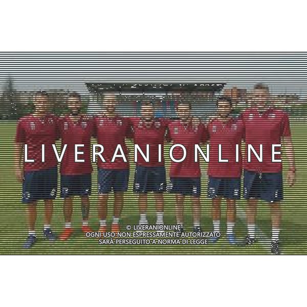 IMOLA 18 07 2019 IMOLESE CALCIO SERIE C PRIMO ALLENAMENTO NELLA FOTO IN CENTRO DELLA FOTO ALLENATORE FEDERICO COPPITELLI CON IL SUO STAFF © SANNA / AGENZIA ALDO LIVERANI SAS