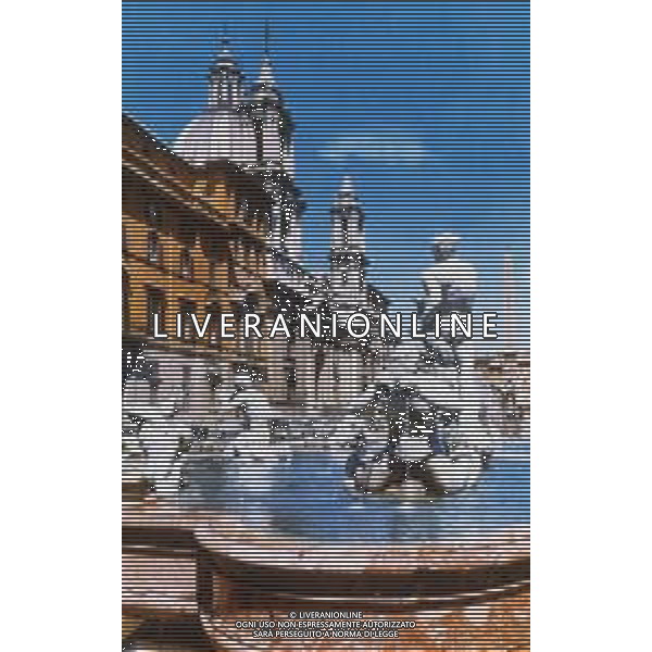ROMA-La Fontana dei quattro fiumi si trova a Roma al centro di Piazza Navona, davanti alla chiesa di Sant\'Agnese in Agone, ed è stata ideata e plasmata dallo scultore e architetto Gian Lorenzo Bernini AG ALDO LIVERANI SAS