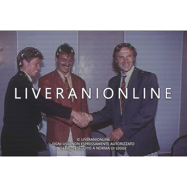 RETROSPETTIVA STEFAN REUTER CALCIATORE NELLA FOTO STEFAN REUTER CON JURGEN KOHLER E FRANCESCO MORINI ALLA PRESENTAZIONE NEL 1991 ALLA JUVENTUS AG ALDO LIVERANI SAS