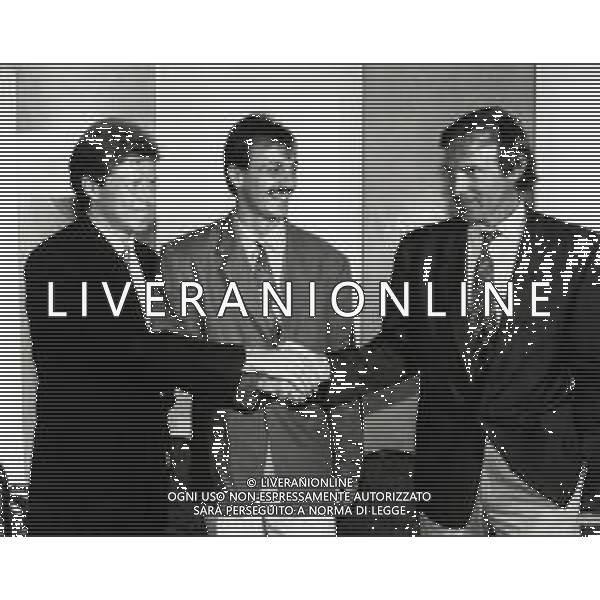 RETROSPETTIVA STEFAN REUTER CALCIATORE NELLA FOTO STEFAN REUTER CON JURGEN KOHLER E FRANCESCO MORINI ALLA PRESENTAZIONE NEL 1991 ALLA JUVENTUS AG ALDO LIVERANI SAS