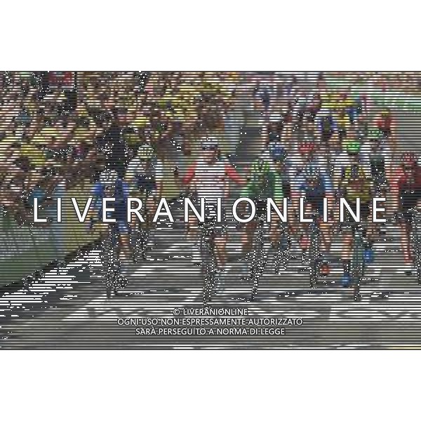 23-07-2019 Tour De France; Tappa 16 Nimes - Nimes; 2019, Lotto - Soudal; 2019, Deceunick - Quickstep; 2019, Jumbo - Visma; 2019, Bora - Hansgrohe; 2019, Total - Direct Energie; Ewan, Caleb; Viviani, Elia; Groenewegen, Dylan; Sagan, Peter; Bonifazio, Niccolo; Nimes; ©SIROTTI / AGENZIA ALDO LIVERANI SAS