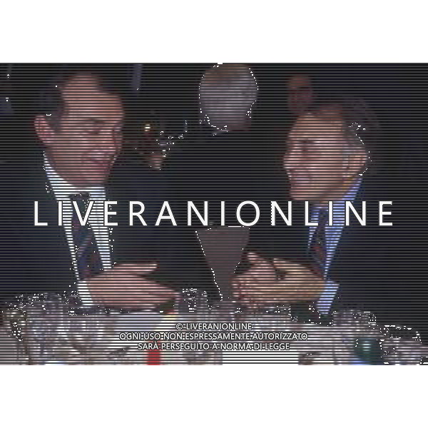 CORRADO FERLAINO, dirigente sportivo, ex proprietario del Napoli Calcio - RETROSPETTIVA nella foto CORRADO FERLAINO nel 1989/1990 con il Presidente dell\'Inter Ernesto Pellegrini ©ARCHIVIO / AGENZIA ALDO LIVERANI SAS