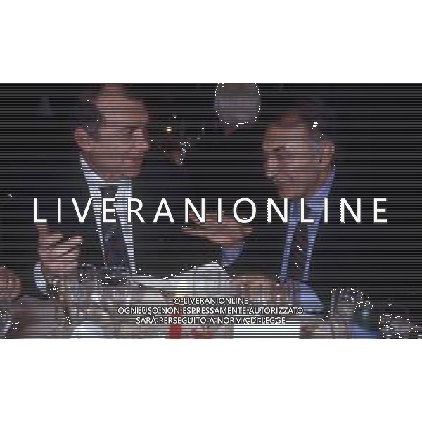 CORRADO FERLAINO, dirigente sportivo, ex proprietario del Napoli Calcio - RETROSPETTIVA nella foto CORRADO FERLAINO nel 1989/1990 con il Presidente dell\'Inter Ernesto Pellegrini ©ARCHIVIO / AGENZIA ALDO LIVERANI SAS