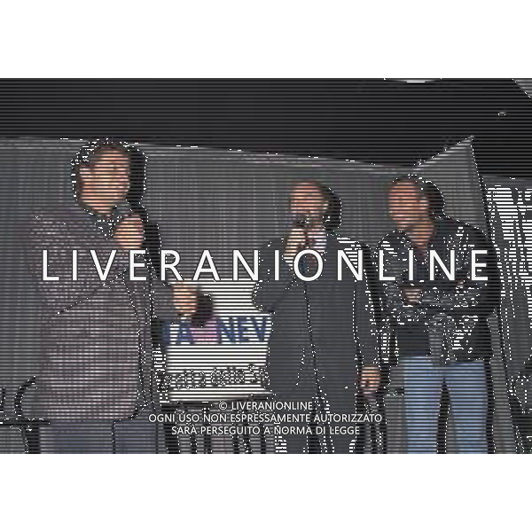 04-10-1996 MILANO FESTA DELLA NEVE ORGANIZZATA DALLA GAZZETTA DELLO SPORT NELLA FOTO ALBERTO TOMBA CON GIANNI MERLO AG ALDO LIVERANI SAS