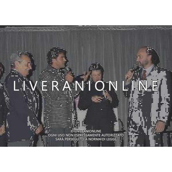 04-10-1996 MILANO FESTA DELLA NEVE ORGANIZZATA DALLA GAZZETTA DELLO SPORT NELLA FOTO CANDIDO CANNAVO\' CONALBERTO TOMBA GIANNI MERLO E DEBORAH COMPAGNONI AG ALDO LIVERANI SAS 