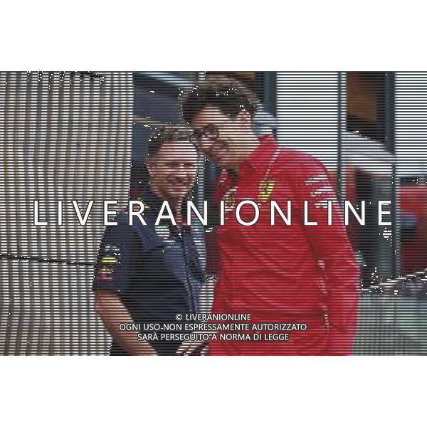 (L to R): Christian Horner (GBR) Red Bull Racing Team Principal with Mattia Binotto (ITA) Ferrari Team Principal. 27.07.2019. Formula 1 World Championship, Rd 11, German Grand Prix, Hockenheim, Germany, Qualifying Day. AG ALDO LIVERANI SAS-ONLY ITALY