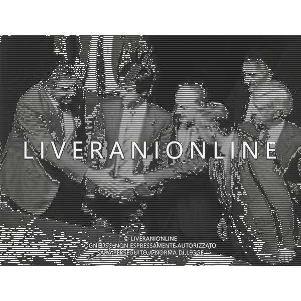 RETROSPETTIVA GIUSEPPE FARINA IMPRENDITORE E DIRIGENTE SPORTIVO NELLA FOTO GIUSEPPE FARINA PRESIDENTE MILAN CALCIO CON GIANNI RIVERA E NILS LIEDHOLM AG ALDO LIVERANI SAS