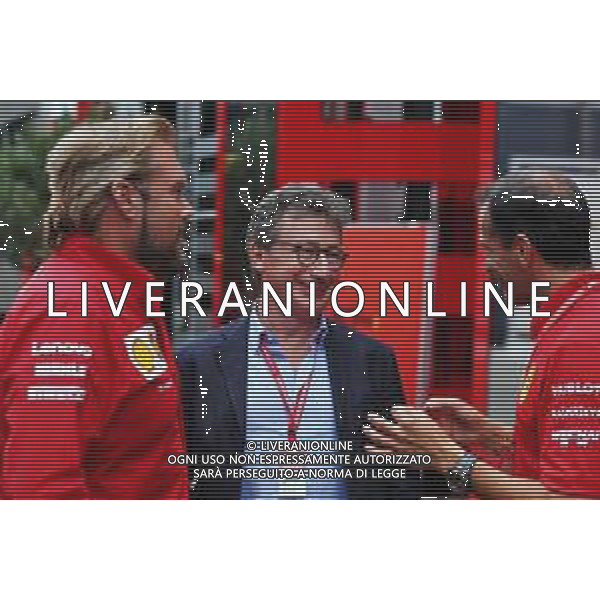 (L to R): Gino Rosato (CDN) Ferrari; Louis Camilleri (ITA) Ferrari Chief Executive Officer; Marc Gene (ESP) Ferrari Test Driver. 28.07.2019. Formula 1 World Championship, Rd 11, German Grand Prix, Hockenheim, Germany, Race Day. AG ALDO LIVERANI SAS-ONLY ITALY