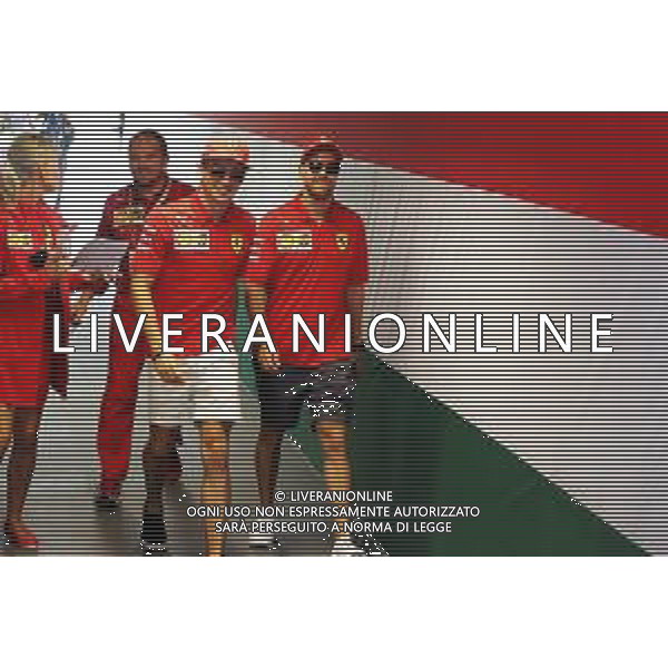Charles Leclerc (MON) Ferrari and team mate Sebastian Vettel (GER) Ferrari. 01.08.2019. Formula 1 World Championship, Rd 12, Hungarian Grand Prix, Budapest, Hungary, Preparation Day. AG ALDO LIVERANI SAS-ONLY ITALY