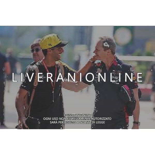 (L to R): Daniel Ricciardo (AUS) Renault F1 Team with Paul Monaghan (GBR) Red Bull Racing Chief Engineer. 03.08.2019. Formula 1 World Championship, Rd 12, Hungarian Grand Prix, Budapest, Hungary, Qualifying Day. AG ALDOLIVERANI SAS-ONLY ITALY