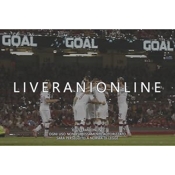 INTERNATIONAL CHAMPIONS CUP 2019 Manchester United - A.C. Milan 03/08/2019 nella foto: Esultanza milan dopo il Goal ©Claudio Zamagni/Agenzia Aldo Liverani s.a.s. ac milan celebrates after scoring a goal during International Champions Cup 2019 between Manchester United and A.C.Milan at Principality Stadium on August 3 2019 photo credit by Claudio Zamagni/Aldo Liverani Photo Agency