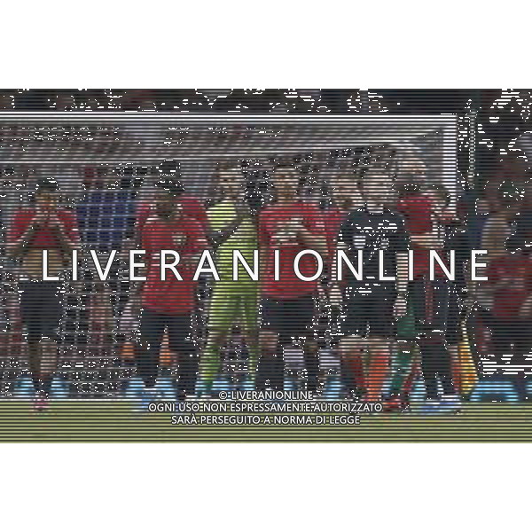 INTERNATIONAL CHAMPIONS CUP 2019 Manchester United - A.C. Milan 03/08/2019 nella foto: esultanza e abbraccio del manchester united a fine partita ©Claudio Zamagni/Agenzia Aldo Liverani s.a.s. manchester united after International Champions Cup 2019 between Manchester United and A.C.Milan at Principality Stadium on August 3 2019 photo credit by Claudio Zamagni/Aldo Liverani Photo Agency