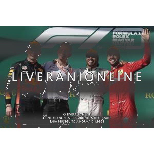 1st place Lewis Hamilton (GBR) Mercedes AMG F1 W10, 2nd place Max Verstappen (NLD) Red Bull Racing RB15 and 3rd place Sebastian Vettel (GER) Ferrari SF90. 04.08.2019. Formula 1 World Championship, Rd 12, Hungarian Grand Prix, Budapest, Hungary, Race Day. AG ALDO LIVERANI SAS-ONLY ITALY