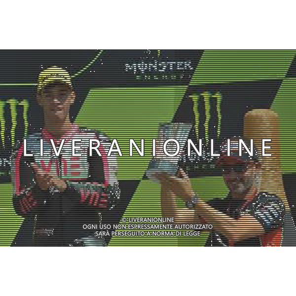 MOTOMONDIALE,PODIO, GP DELLA REPUBBLICA CECA, BRNO,MOTO3, 04-08-2019 NELLA FOTO: TONY ARBOLINO CON MAX BIAGGI SUL PODIO ©IEMMI / AGENZIA ALDO LIVERANI SAS