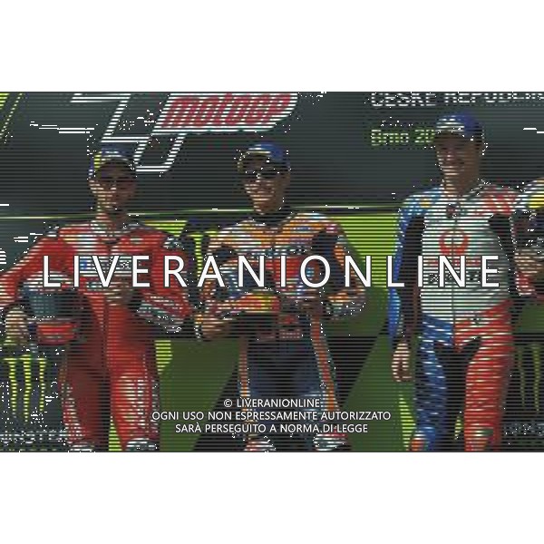 MOTOMONDIALE,PODIO, GP DELLA REPUBBLICA CECA, BRNO,MOTOGP, 04-08-2019 NELLA FOTO: PODIO - ANDREA DOVIZIOSO - MARC MARQUEZ - JACK MILLE ©IEMMI / AGENZIA ALDO LIVERANI SAS