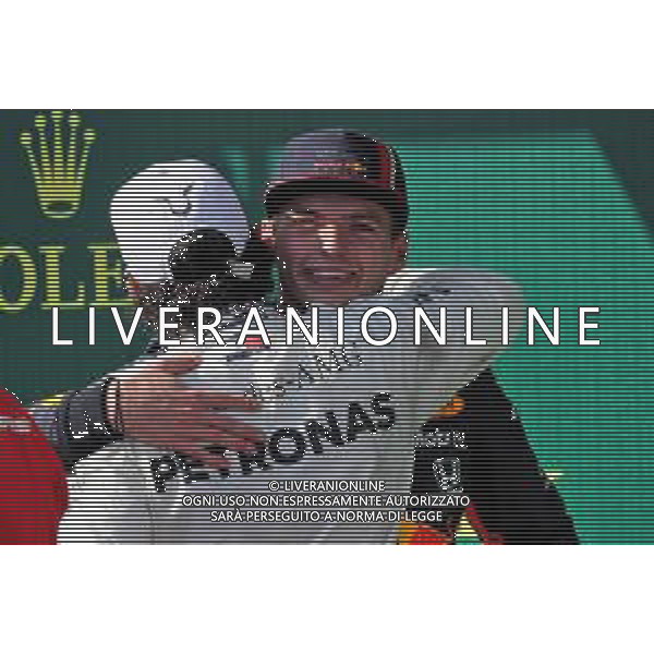 Race winner Lewis Hamilton (GBR) Mercedes AMG F1 celebrates in parc ferme with Max Verstappen (NLD) Red Bull Racing. 04.08.2019. Formula 1 World Championship, Rd 12, Hungarian Grand Prix, Budapest, Hungary, Race Day. AG ALDO LIVERANI SAS-ONLY ITALY