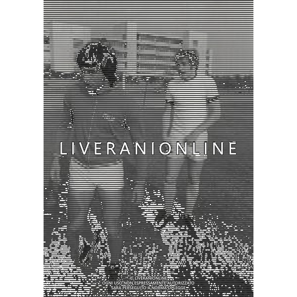 1974 CAMPIONATO DEL MONDO DI CALCIO GERMANIA 74 ALLENAMENTO NAZIONALE ITALIANA NELLA FOTO ANTONIO IULIANO E GIORGIO CHINAGLIA AG ALDO LIVERANI SAS