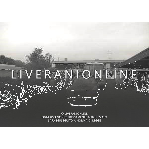 1974 CAMPIONATO DEL MONDO DI CALCIO GERMANIA 74 ALLENAMENTO NAZIONALE ITALIANA NELLA FOTO LA POLIZIA SCORTA IL BUS DELLA NAZIONALE ITALIANA AG ALDO LIVERANI SAS