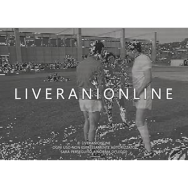 1974 CAMPIONATO DEL MONDO DI CALCIO GERMANIA 74 ALLENAMENTO NAZIONALE ITALIANA NELLA FOTO LUCIANO SPINOSI-GIORGIO CHINAGLIA E FRANCO CAUSIO AG ALDO LIVERANI SAS