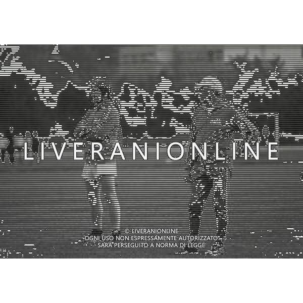 1974 CAMPIONATO DEL MONDO DI CALCIO GERMANIA 74 ALLENAMENTO NAZIONALE ITALIANA NELLA FOTO FERRUCCIO VALCAREGGI E ROMEO BENETTI AG ALDO LIVERANI SAS