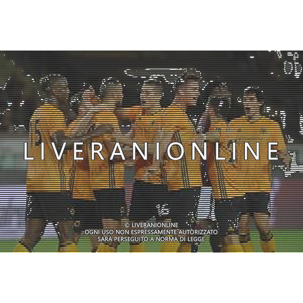 Torino 22.08.2019 Stadio Grande Torino Torino vs Wolverhampton play off qualificazioni Europa League 2019/2020 ©Viganti/Agenzia Aldo Liverani Nella foto: esultanza wolverhampton dopo il gol di Romain saiss ©/AGENZIA ALDO LIVERANI SAS