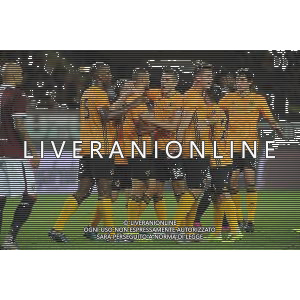 Torino 22.08.2019 Stadio Grande Torino Torino vs Wolverhampton play off qualificazioni Europa League 2019/2020 ©Viganti/Agenzia Aldo Liverani Nella foto: esultanza wolverhampton dopo il gol di Romain saiss ©/AGENZIA ALDO LIVERANI SAS
