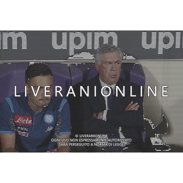 Fiorentina - Napoli Campionato di Calcio Serie A 24/08/2019 nella foto: Mister Carlo Ancelotti (ssc napoli) con il figlio Davide in panchina ©Claudio Zamagni/Agenzia Aldo Liverani Mister Carlo Ancelotti(ssc napoli) during Italian Serie A TIM soccer match between Fiorentina and Napoli at Artemio Franchi Stadium in Florence on August 24 2019 photo credit by Claudio Zamagni/Aldo Liverani Photo Agency