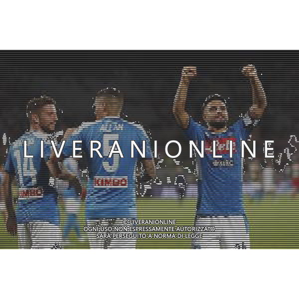 Fiorentina - Napoli Campionato di Calcio Serie A 24/08/2019 nella foto: esultanza a fine gara Mertens Dries(ssc napoli) Allan Marques Loureiro(ssc napoli) Insigne Lorenzo(ssc napoli) ©Claudio Zamagni/Agenzia Aldo Liverani Mertens Dries(ssc napoli) Allan Marques Loureiro(ssc napoli) Insigne Lorenzo(ssc napoli) during Italian Serie A TIM soccer match between Fiorentina and Napoli at Artemio Franchi Stadium in Florence on August 24 2019 photo credit by Claudio Zamagni/Aldo Liverani Photo Agency