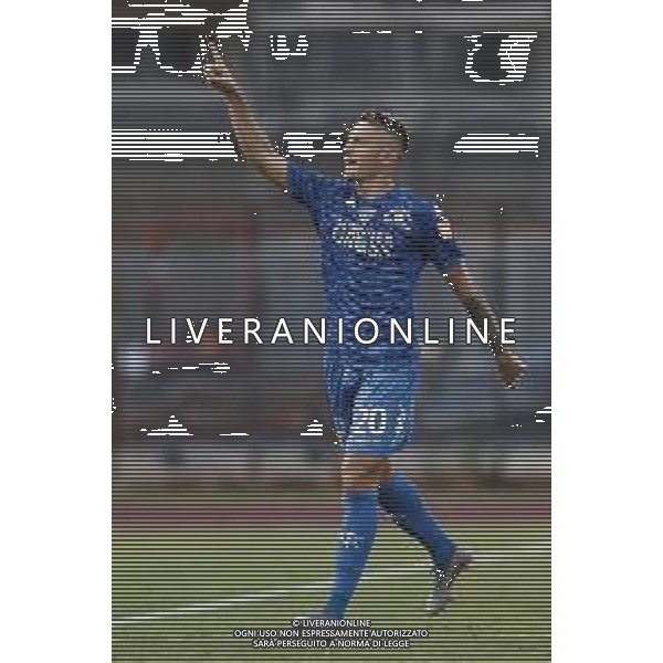 Empoli - Juve Stabia Serie BKT 25/08/2019 nella foto: esultanza La Gumina Antonio(Empoli f.c.) dopo il goal ©Claudio Zamagni/Agenzia Aldo Liverani La Gumina Antonio(Empoli f.c.) celebrates after scoring a goal during Italian Serie BKT soccer match between Empoli and Juve Stabia at Carlo Castellani Stadium in Empoli on August 25 2019 photo credit by Claudio Zamagni/Aldo Liverani Photo Agency