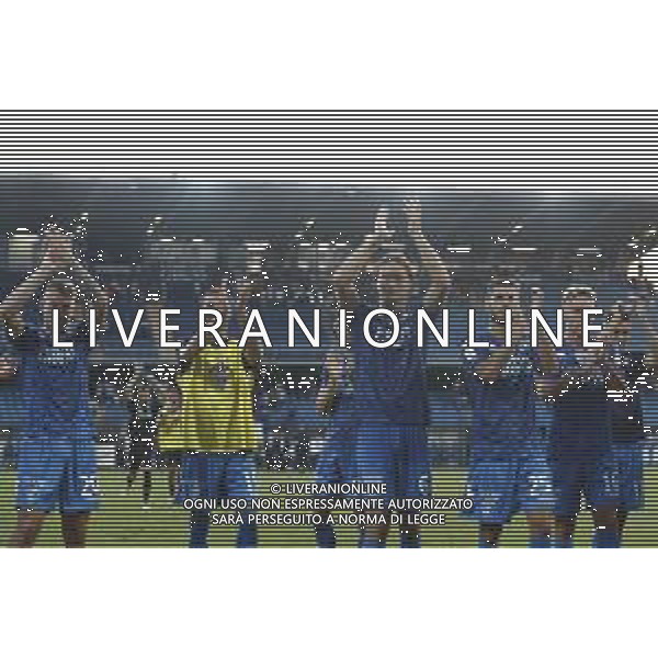 Empoli - Juve Stabia Serie BKT 25/08/2019 nella foto: esultanza finale empoli ©Claudio Zamagni/Agenzia Aldo Liverani final exultation of empoli during Italian Serie BKT soccer match between Empoli and Juve Stabia at Carlo Castellani Stadium in Empoli on August 25 2019 photo credit by Claudio Zamagni/Aldo Liverani Photo Agency