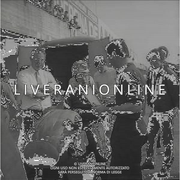 RETROSPETTIVA GIACOMO AGOSTINI PILOTA MOTOCICLISMO NELLA FOTO GIACOMO AGOSTINI NELL\'ANNO 1969 A MONZA AG ALDO LIVERANI SAS 