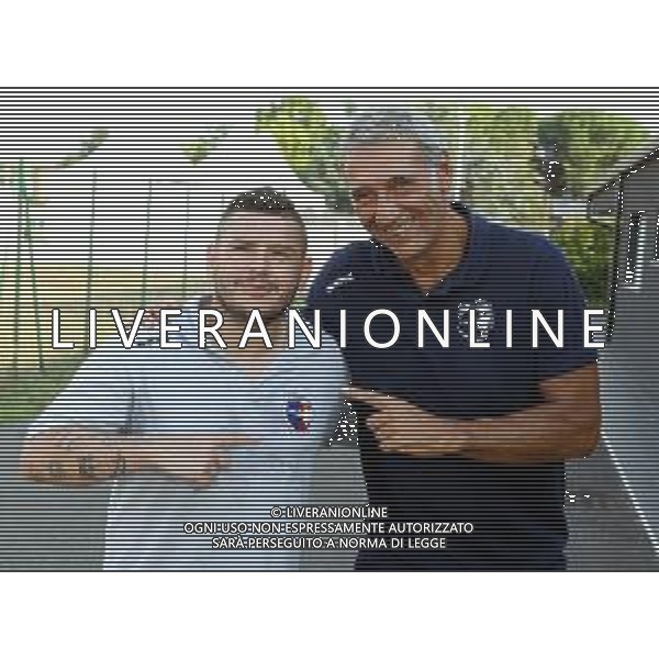 IMOLA 26 08 2019 IMOLESE CALCIO A5 PRESENTAZIONE NUOVI GIOCATORI E NUOVO CAMPIONATO NELLA FOTO ADRIANO FOGLIA CON ALLENATORE FILIPPO CAROBBIO FOTO GIANNI SANNA-AG ALDO LIVERANI SAS