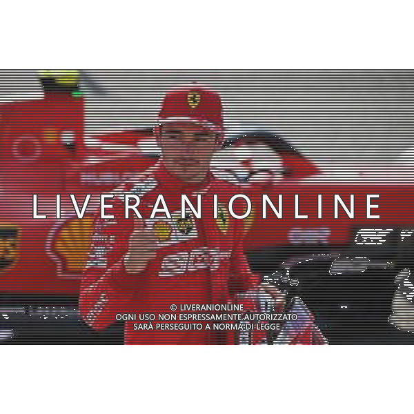 Charles Leclerc (MON) Ferrari celebrates his pole position in qualifying parc ferme. 31.08.2019. Formula 1 World Championship, Rd 13, Belgian Grand Prix, Spa Francorchamps, Belgium, Qualifying Day. /AGENZIA ALDO LIVERANI SAS - ITALY ONLY EDITORIAL USE ONLY - GP F1 BELGIO PROVE UFFICIALI QUALIFICHE
