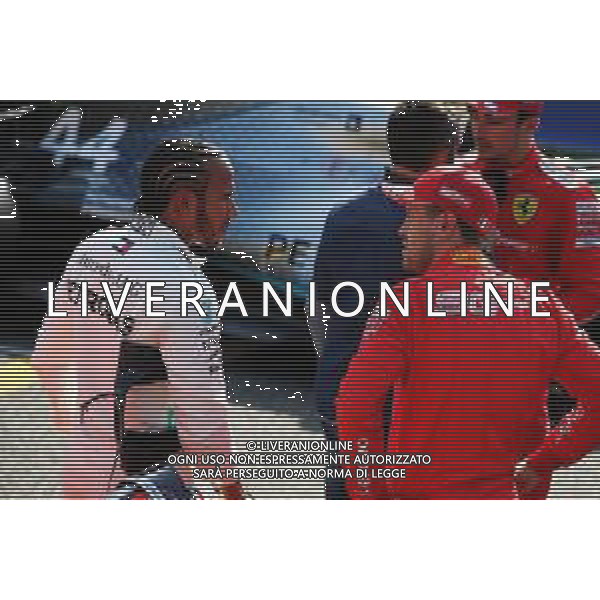 (L to R): Lewis Hamilton (GBR) Mercedes AMG F1 in qualifying parc ferme with Sebastian Vettel (GER) Ferrari. 31.08.2019. Formula 1 World Championship, Rd 13, Belgian Grand Prix, Spa Francorchamps, Belgium, Qualifying Day. /AGENZIA ALDO LIVERANI SAS - ITALY ONLY EDITORIAL USE ONLY - GP F1 BELGIO PROVE UFFICIALI QUALIFICHE