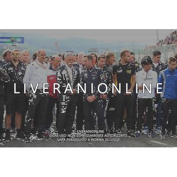 F1, F2, and F3 pay their respects to Anthoine Hubert: Bruno Michel (FRA) F2 CEO; Chase Carey (USA) Formula One Group Chairman; and Christian Horner (GBR) Red Bull Racing Team Principal. 01.09.2019. Formula 1 World Championship, Rd 13, Belgian Grand Prix, Spa Francorchamps, Belgium, Race Day. - Tributo ad Anthoine Hubert, pilota automobilistico francese di Formula 2, morto dopo un incidente a Spa in Belgio il 31.08.2019 - /AGENZIA ALDO LIVERANI SAS - ITALY ONLY EDITORIAL USE ONLY