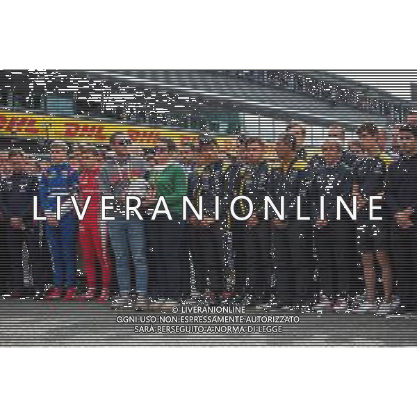 F1, F2, and F3 pay their respects to Anthoine Hubert with his family. 01.09.2019. Formula 1 World Championship, Rd 13, Belgian Grand Prix, Spa Francorchamps, Belgium, Race Day. - Tributo ad Anthoine Hubert, pilota automobilistico francese di Formula 2, morto dopo un incidente a Spa in Belgio il 31.08.2019 - /AGENZIA ALDO LIVERANI SAS - ITALY ONLY EDITORIAL USE ONLY