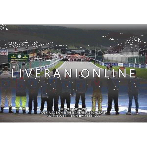 The grid pays tribute to Anthoine Hubert. 01.09.2019. Formula 1 World Championship, Rd 13, Belgian Grand Prix, Spa Francorchamps, Belgium, Race Day. /AGENZIA ALDO LIVERANI SAS - ITALY ONLY EDITORIAL USE ONLY - GP F1 BELGIO GARA SPA 01.09.2019
