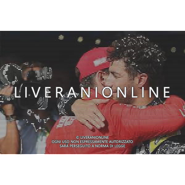 Race winner Charles Leclerc (MON) Ferrari celebrates in parc ferme with Daniel Ricciardo (AUS) Renault F1 Team. 01.09.2019. Formula 1 World Championship, Rd 13, Belgian Grand Prix, Spa Francorchamps, Belgium, Race Day. /AGENZIA ALDO LIVERANI SAS - ITALY ONLY EDITORIAL USE ONLY - GP F1 BELGIO GARA SPA 01.09.2019