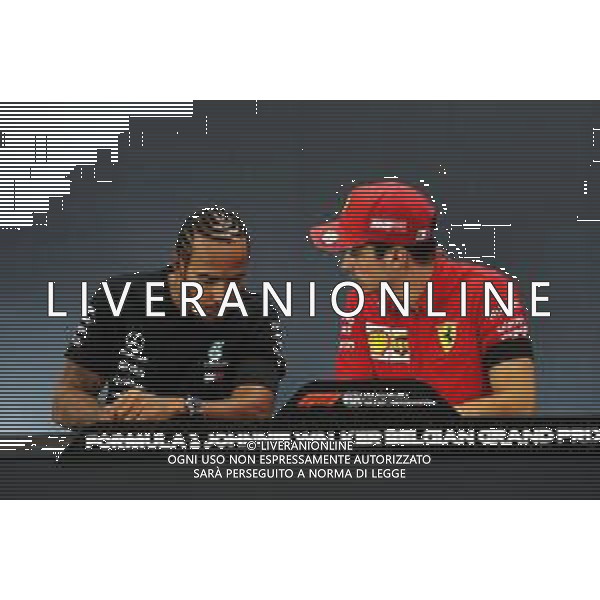 (L to R): Lewis Hamilton (GBR) Mercedes AMG F1 and Charles Leclerc (MON) Ferrari in the post race FIA Press Conference. 01.09.2019. Formula 1 World Championship, Rd 13, Belgian Grand Prix, Spa Francorchamps, Belgium, Race Day. /AGENZIA ALDO LIVERANI SAS - ITALY ONLY EDITORIAL USE ONLY - GP F1 BELGIO GARA SPA 01.09.2019