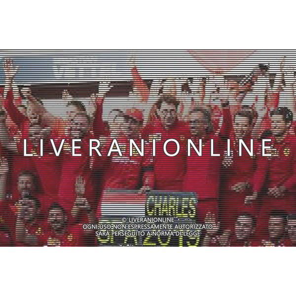 Race winner Charles Leclerc (MON) Ferrari celebrates with the team. 01.09.2019. Formula 1 World Championship, Rd 13, Belgian Grand Prix, Spa Francorchamps, Belgium, Race Day. AG ALDO LIVERANI SAS-ONLY ITALY