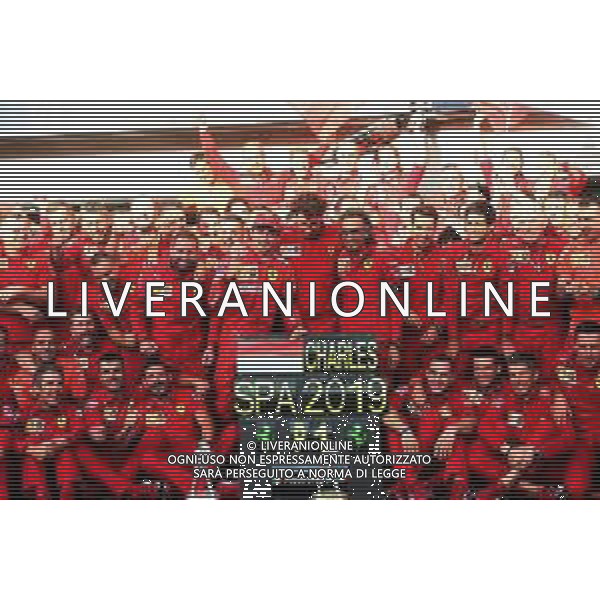 Race winner Charles Leclerc (MON) Ferrari celebrates with the team. 01.09.2019. Formula 1 World Championship, Rd 13, Belgian Grand Prix, Spa Francorchamps, Belgium, Race Day. AG ALDO LIVERANI SAS-ONLY ITALY