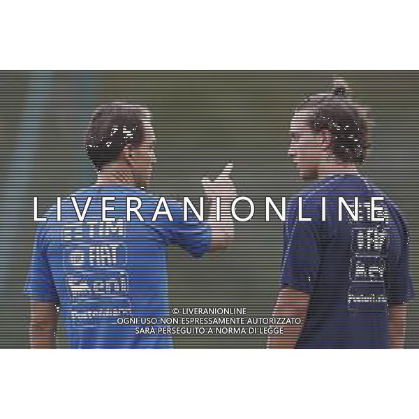 BOLOGNA 02/09/2019 Raduno e Allenamento della Nazionale di Calcio prima delle partite di qualificazione per gli europei 2020 contro Armenia e Finlandia - nella foto: Mister Roberto Mancini e Luca Pellegrini (cagliari) ©Claudio Zamagni/Agenzia Aldo Liverani s.a.s. Mister Roberto Mancini andLuca Pellegrini (cagliari) during the training before matches of European Qualifiers Euro 2020 between Italy Armenya - Italy and Finland - Italy photo credit by Claudio Zamagni/Agenzia Aldo Liverani s.a.s.