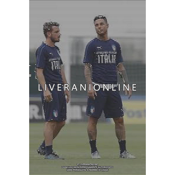 BOLOGNA 02/09/2019 Raduno e Allenamento della Nazionale di Calcio prima delle partite di qualificazione per gli europei 2020 contro Armenia e Finlandia - nella foto: Armando Izzo (torino) Florenzi Alessandro (a.s.roma) ©Claudio Zamagni/Agenzia Aldo Liverani s.a.s. Armando Izzo (torino) Florenzi Alessandro (a.s.roma) during the training before matches of European Qualifiers Euro 2020 between Italy Armenya - Italy and Finland - Italy photo credit by Claudio Zamagni/Agenzia Aldo Liverani s.a.s.