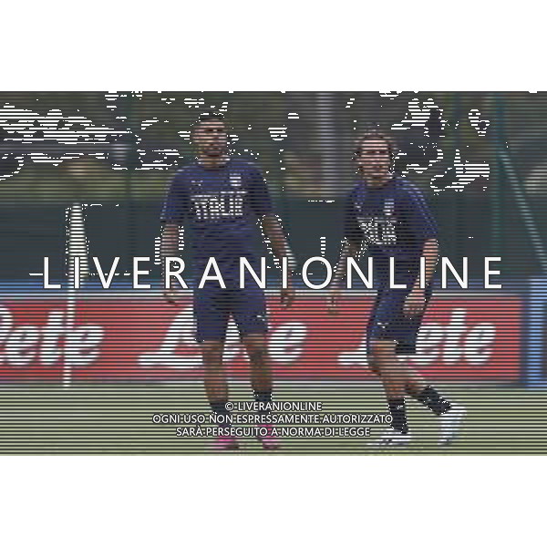 BOLOGNA 02/09/2019 Raduno e Allenamento della Nazionale di Calcio prima delle partite di qualificazione per gli europei 2020 contro Armenia e Finlandia - nella foto: luca pellegrini (cagliari) Emerson Palmieri (chelsea) ©Claudio Zamagni/Agenzia Aldo Liverani s.a.s. luca pellegrini (cagliari) Emerson Palmieri (chelsea) during the training before matches of European Qualifiers Euro 2020 between Italy Armenya - Italy and Finland - Italy photo credit by Claudio Zamagni/Agenzia Aldo Liverani s.a.s.