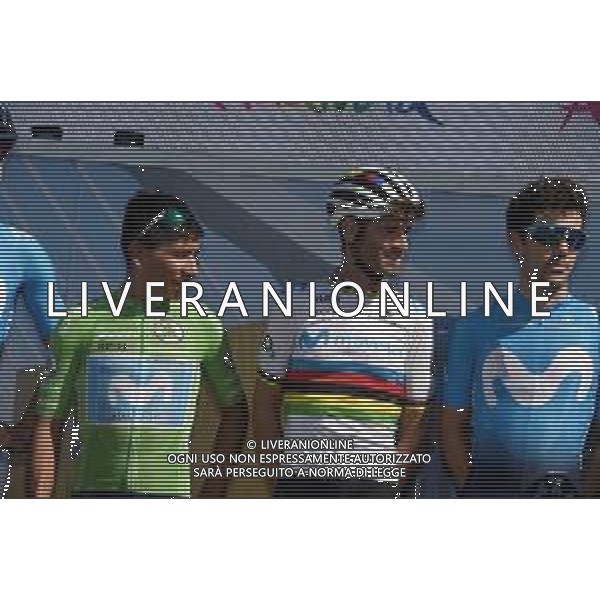 04-09-2019 Vuelta A Espana; Tappa 11 Saint Palais - Urdax; 2019, Movistar; Quintana Rojas Nairo, Alexander; Valverde, Alejandro; Saint Palais; ©SIROTTI / AGENZIA ALDO LIVERANI SAS