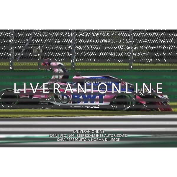 Sergio Perez (MEX) Racing Point F1 Team RP19 crashed in the first practice session. 06.09.2019. Formula 1 World Championship, Rd 14, Italian Grand Prix, Monza, Italy, Practice Day. AG ALDO LIVERANI SAS-ONLY ITALY