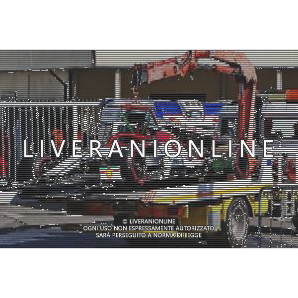The Alfa Romeo Racing C38 of Kimi Raikkonen (FIN) Alfa Romeo Racing is recovered back to the pits on the back of a truck after crashing during qualifying. 07.09.2019. Formula 1 World Championship, Rd 14, Italian Grand Prix, Monza, Italy, Qualifying Day.